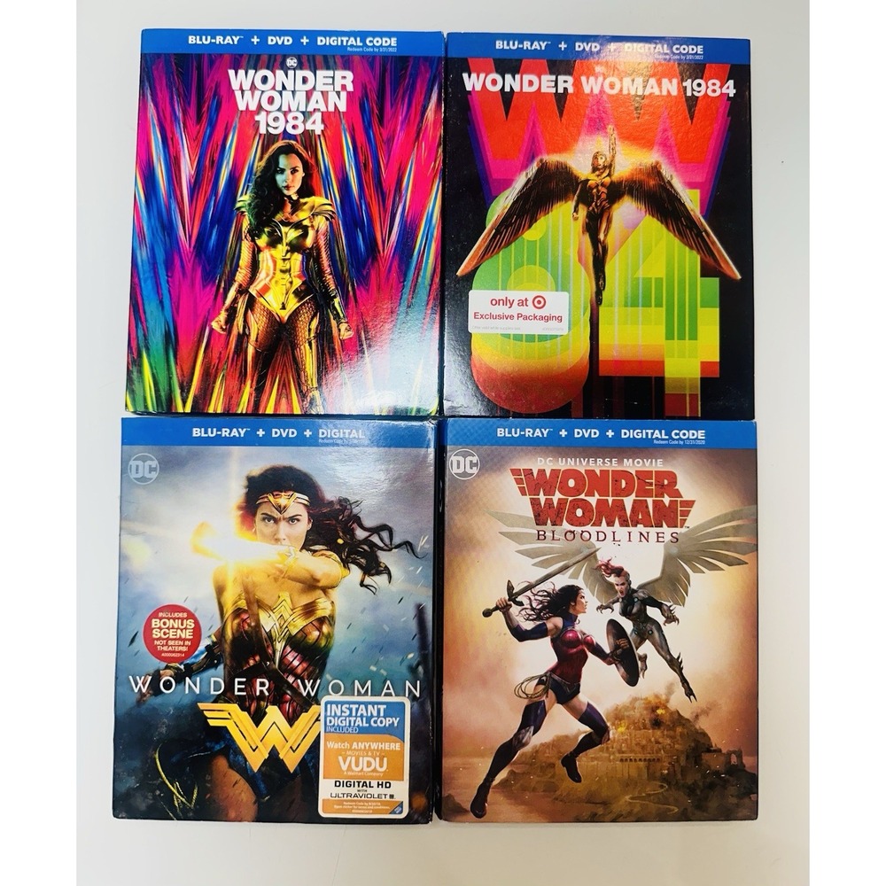 WONDER WOMAN MOVIE/ANIMATED FILM COLLECTION DVD/Blu-Ray Lot Of 4 Set